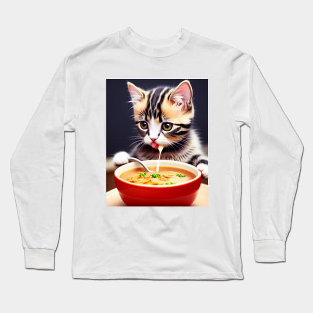 Baby Cat & Soup Long Sleeve T-Shirt by Bushveld Nights